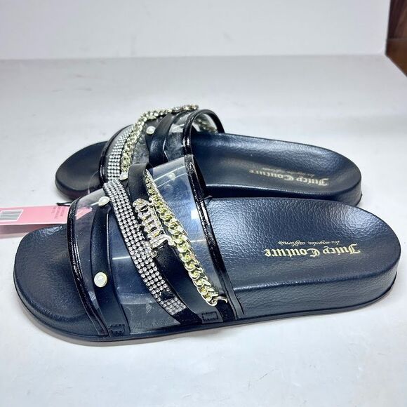 Juicy Couture Shoes - Juicy Couture Womens 6 M Black Clear Styx Slide Flip Flop Sandals NEW GD5